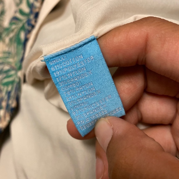 J McLaughlin Dress Womens 6 Sleeveless Green White Palm Tree Stretch Zip - Picture 6 of 7